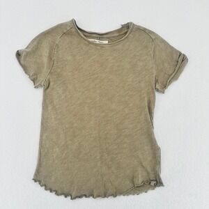We The Free Scallop Hem Tee Olive Green Short Sleeve Medium NWOT
